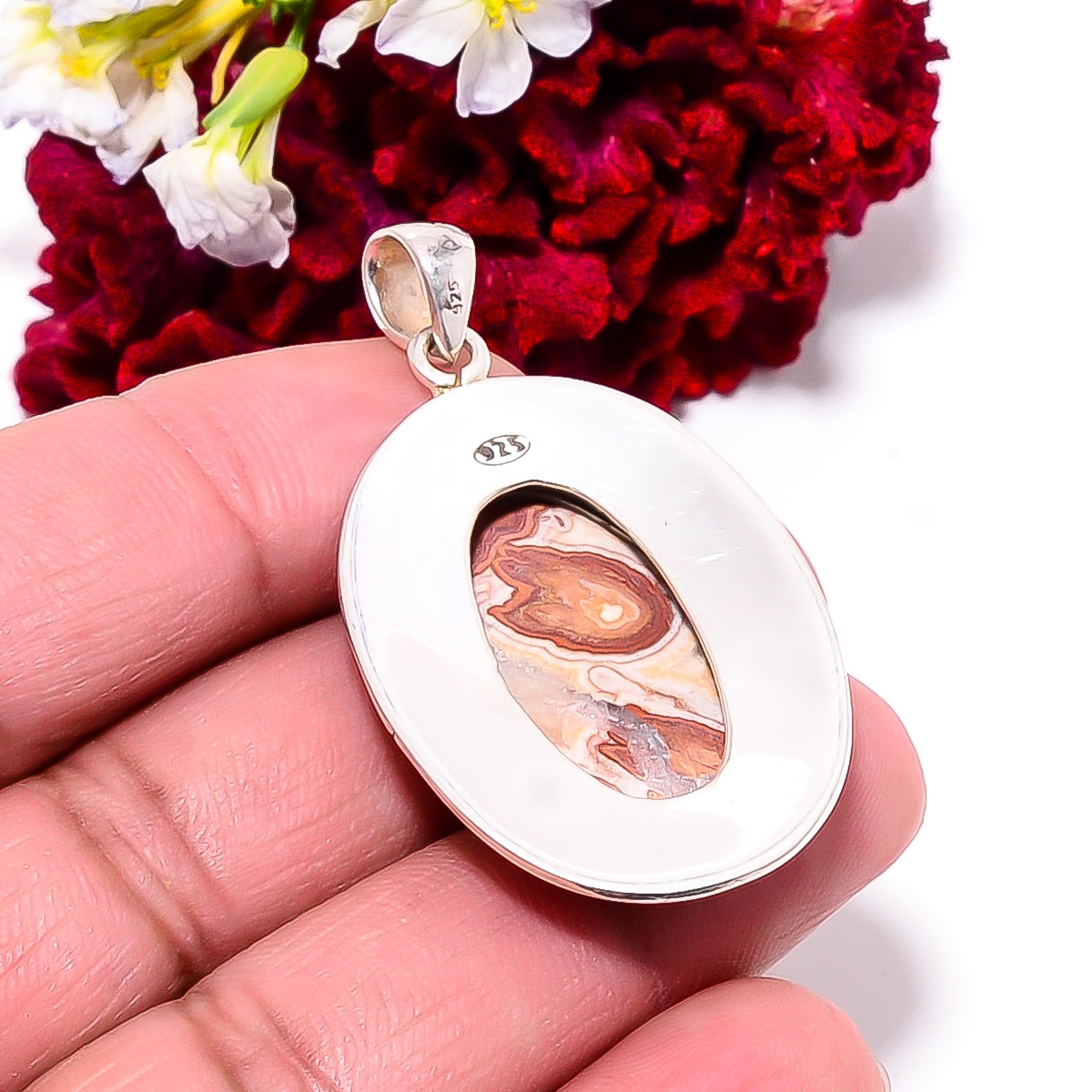 Rosetta Jasper – United State Handmade 925 Sterling Silver Pendant 1.95″ P99522