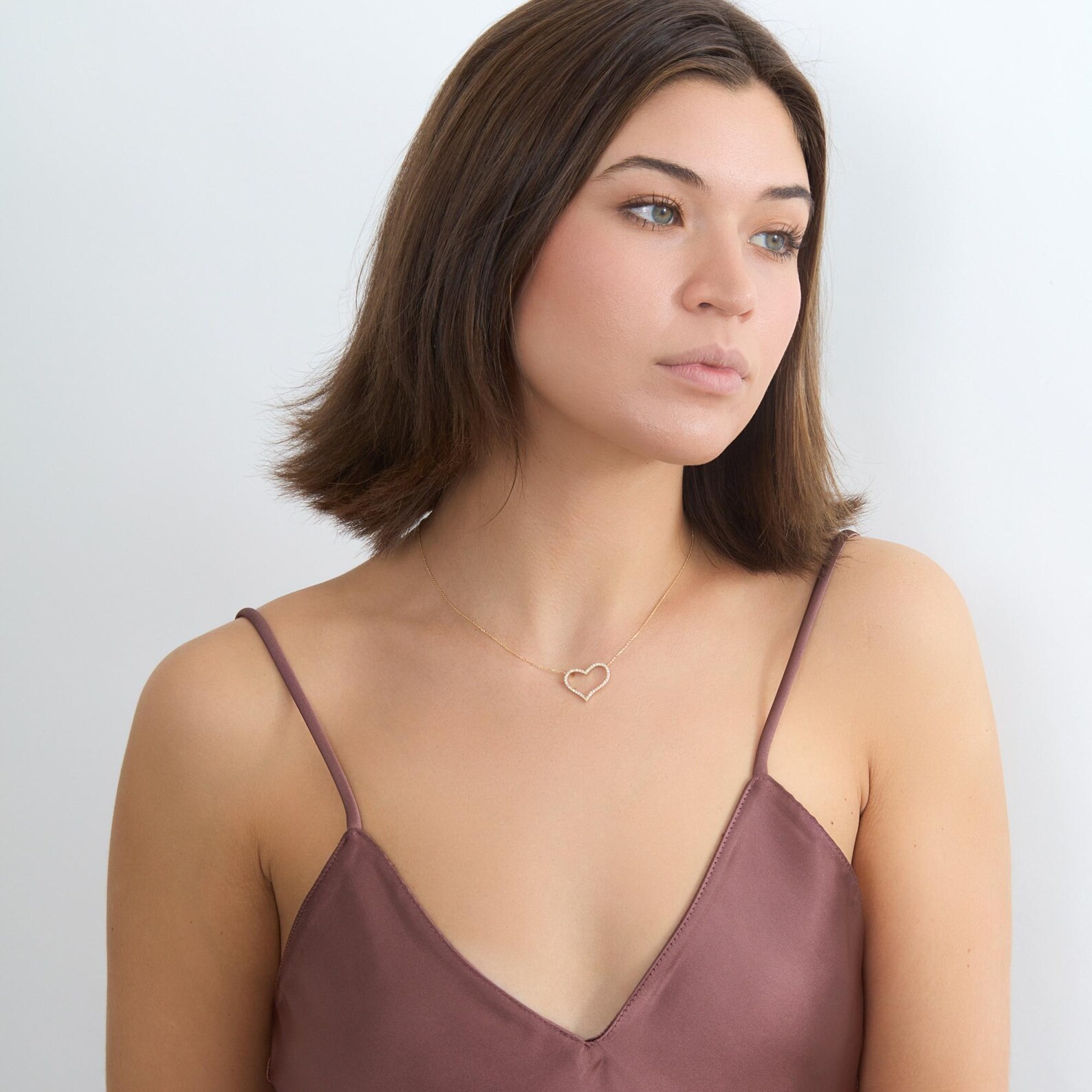 Heart Shape Necklace 2.50 Ct Round Cut EF VS Lab Grown Diamond in 14K Solid Gold