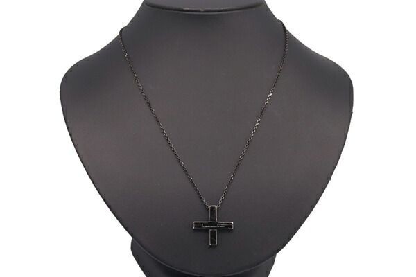 Gucci Authentic Necklace Cross Crucifix Cutout G Pendant Chain Very Good Japan