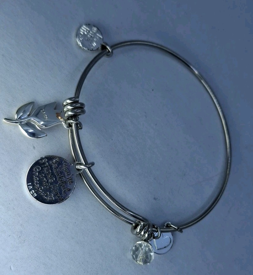 ‘Love This Life’ Two Toned Adjustable Charm Bangle