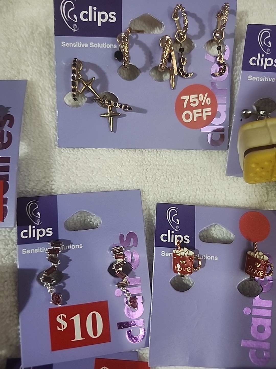 Claire’s Clip On Earrings. LOT OF 12. NEW.