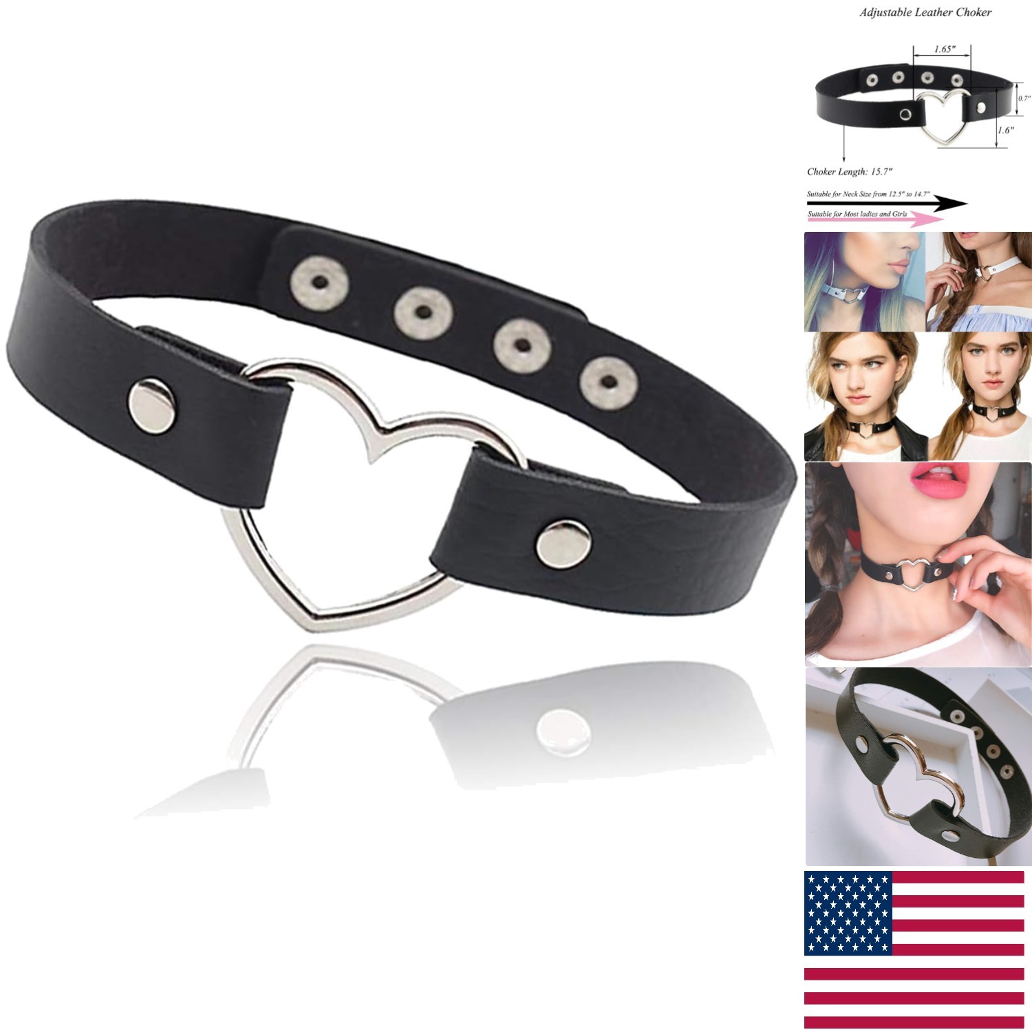 Versatile Love Heart Adjustable Necklace – Chic Gothic Choker for All Occasions