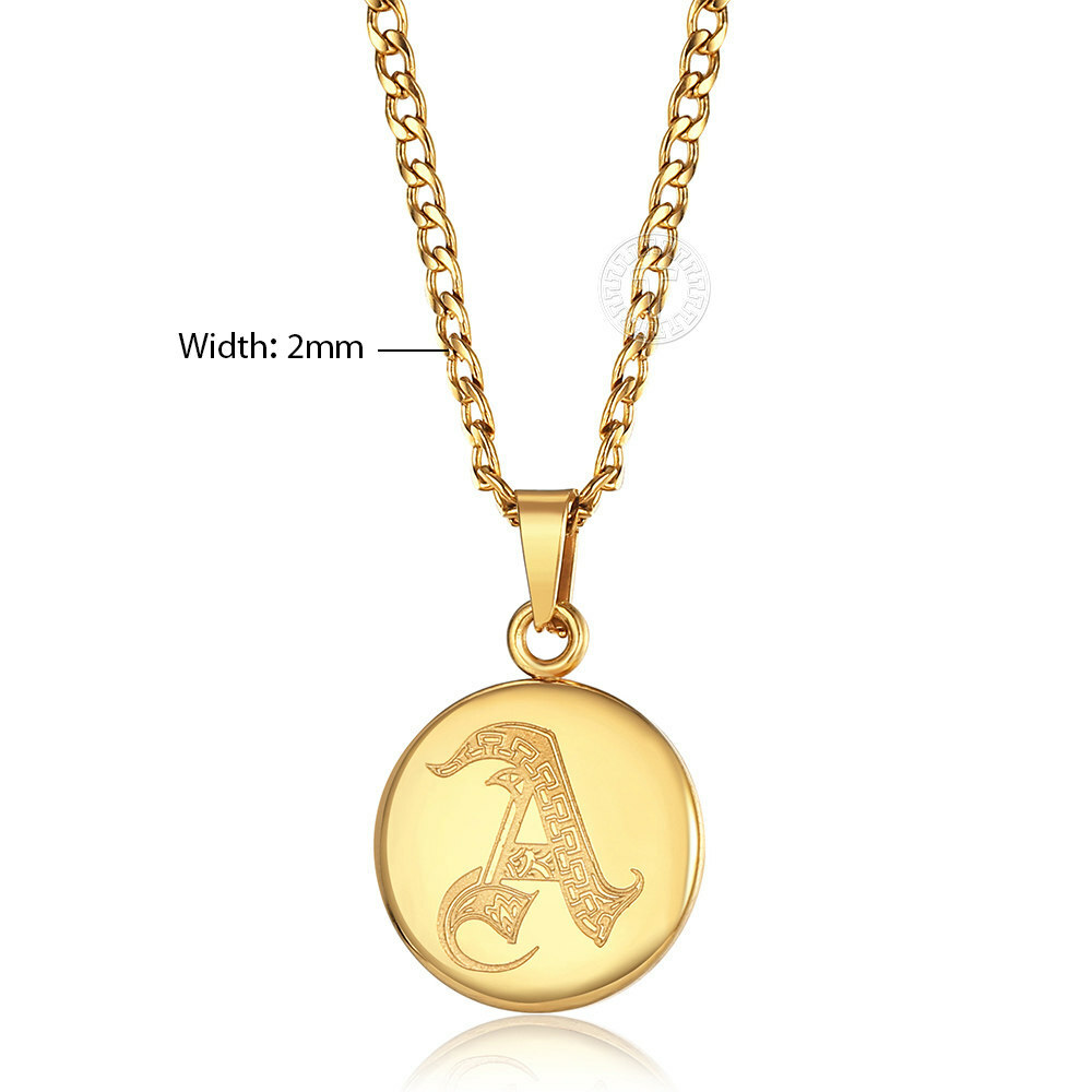 Unisex Men Women Alphabet Gold Letter Initial Pendant Necklace Stainless Steel