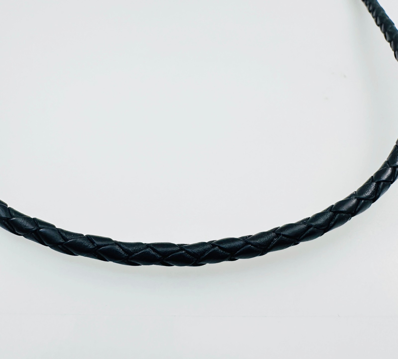 PANDORA 925 Sterling Silver Braided Leather Charm Necklace Black, 22″ (56cm)