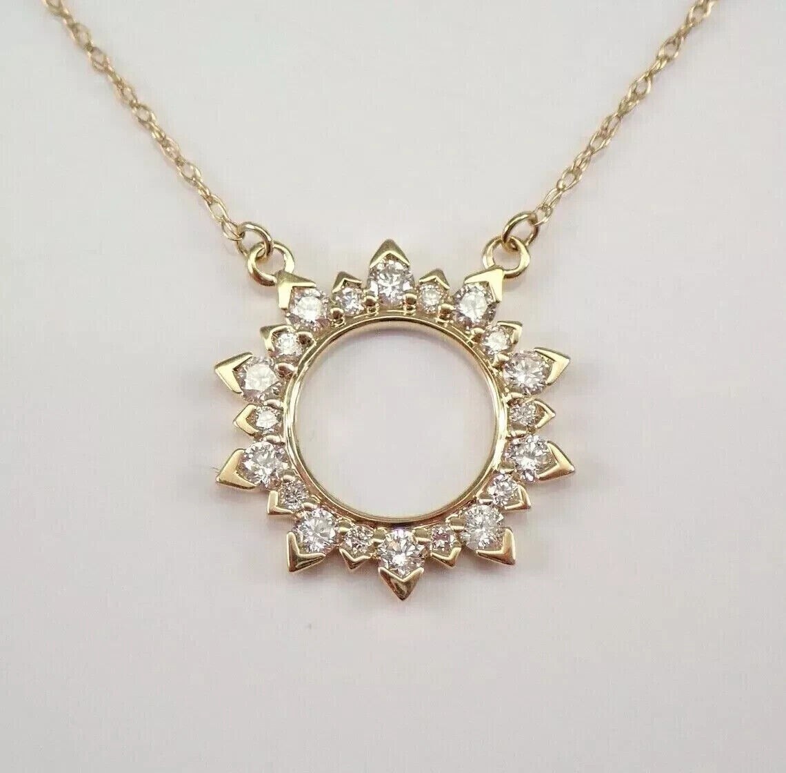 1.20Ct Round Cut Simulated Diamond Charm Pendant 14K Yellow Gold Plated Silver