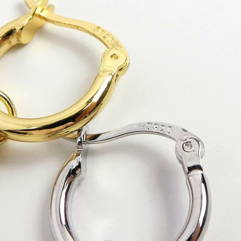 Shiny Gold 925 Silver Sterling Silver Zodiac Charms Small Hoop Earrings Unique