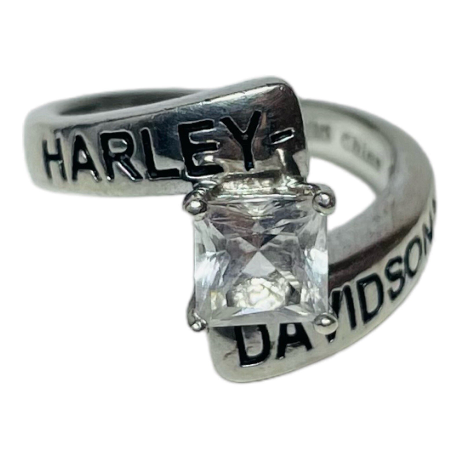 Harley Davidson Sterling 925 Silver CZ Engagement Ring Sz 6 – .14