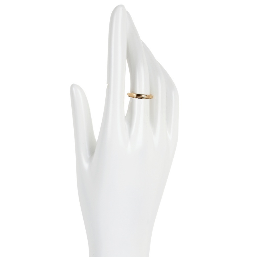 Technibond Classic Fancy Ribbed 3mm Band Ring 14K Yellow Gold Clad Silver 925