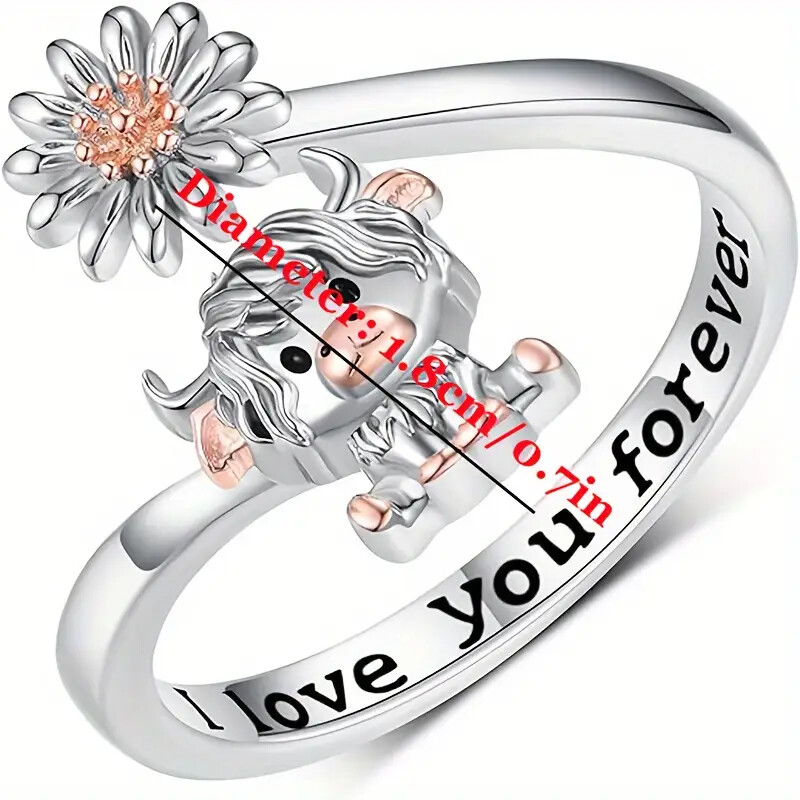 Personalized Rings Fashion Split Color Cow Cow Ring Daisy Two Color Female