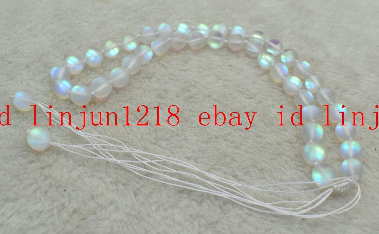 New 10mm White Gleamy Rainbow Moonstone Round Gemstone Handmade Necklace 18”AAA