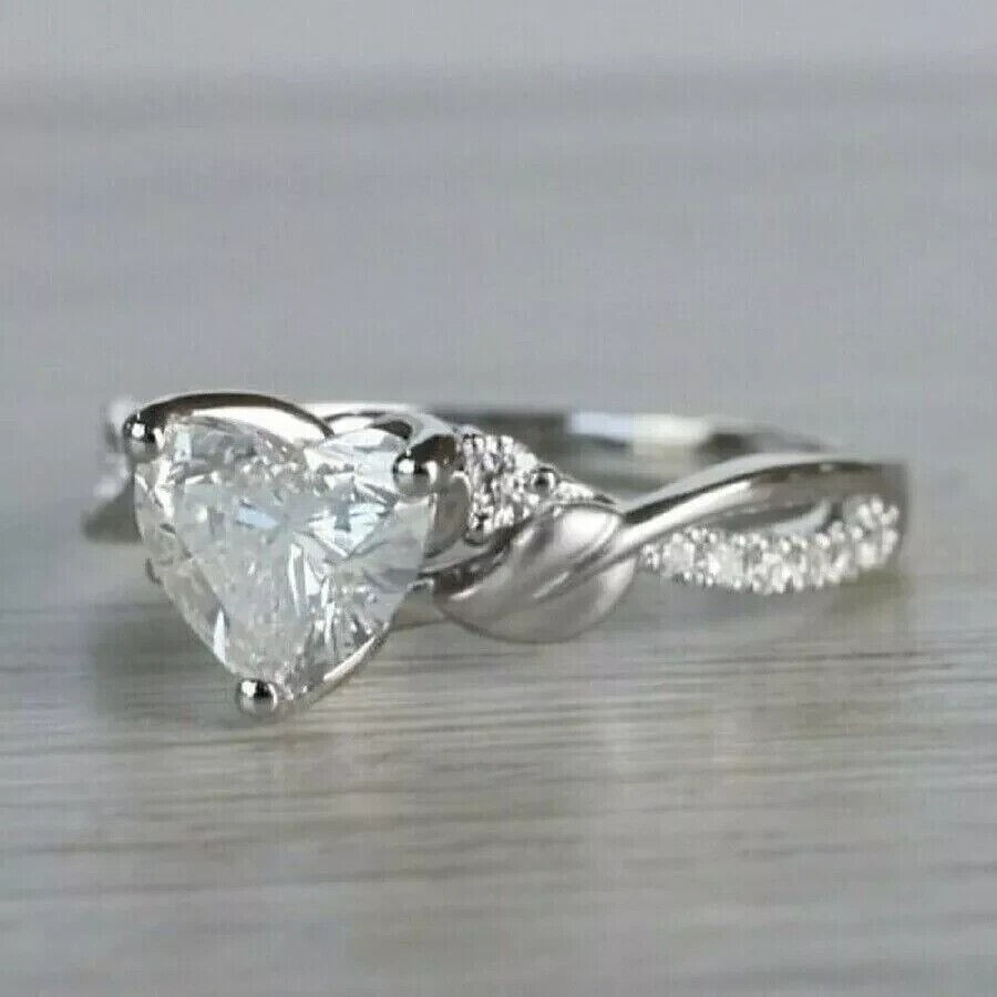 2.30Ct Heart Cut Simulated Diamond Lovely Wedding Ring In 14K White Gold Plated