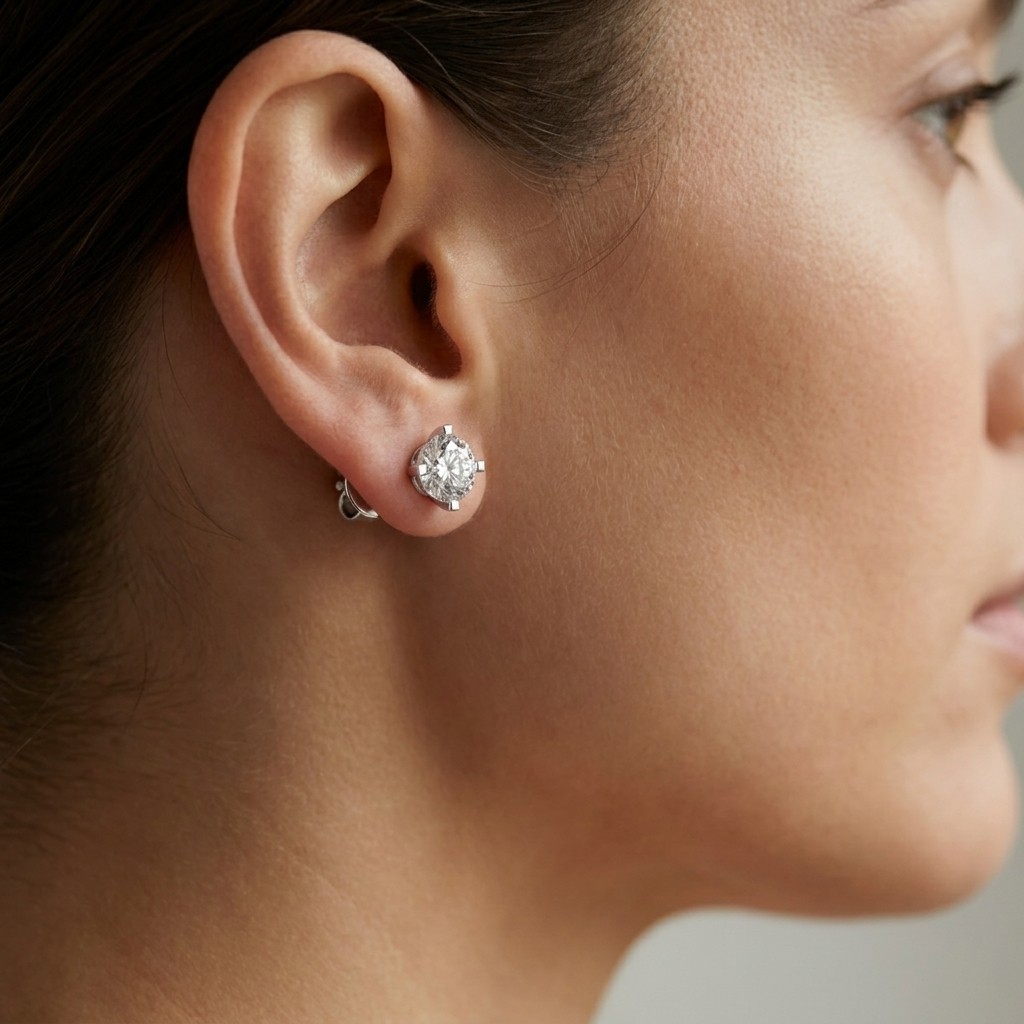 0.84ct F-G Lab Grown Diamond Earrings 18K White Gold IGI Certified