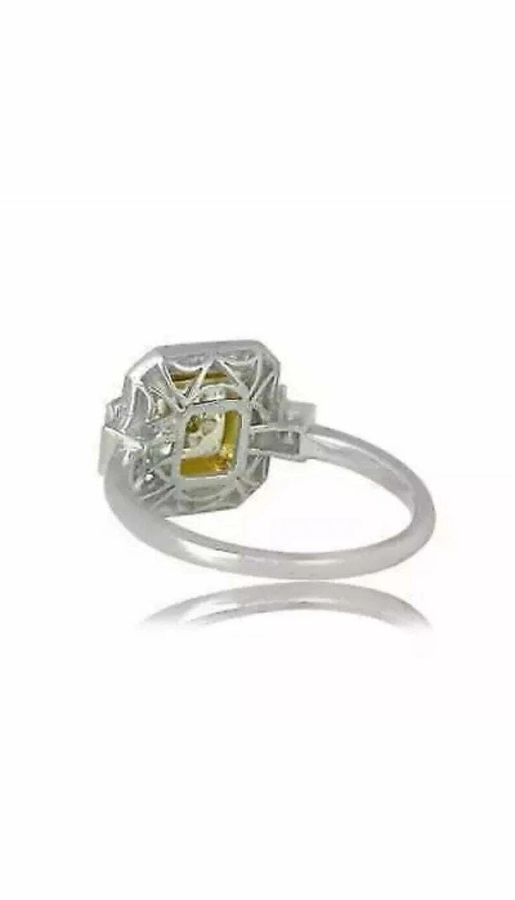 3.10 Round Cut Canary Simulated Diamond Wedding Ring 925 Silver Plating