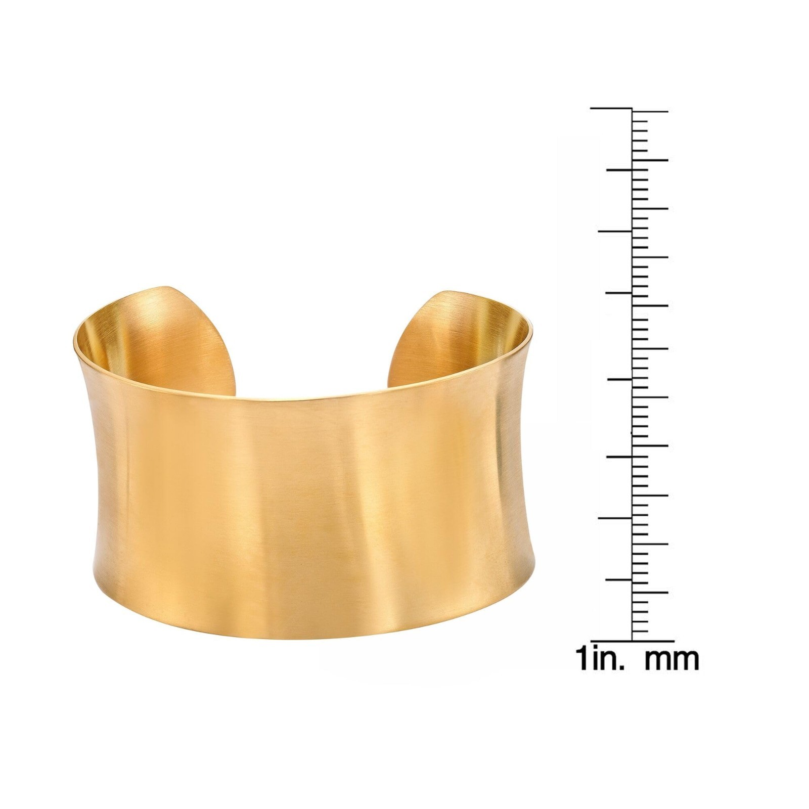 7-Inch Wide Open Cuff Bangle Bracelet for Women – Ion Plated Stainless Steel, Sa