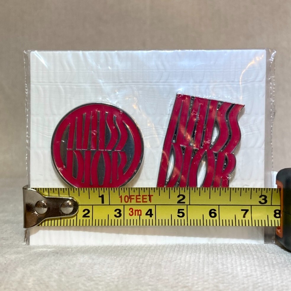 2pc Miss Dior Logo Pin Set in Red/Silver New & Sealed, See Pics for Measurements