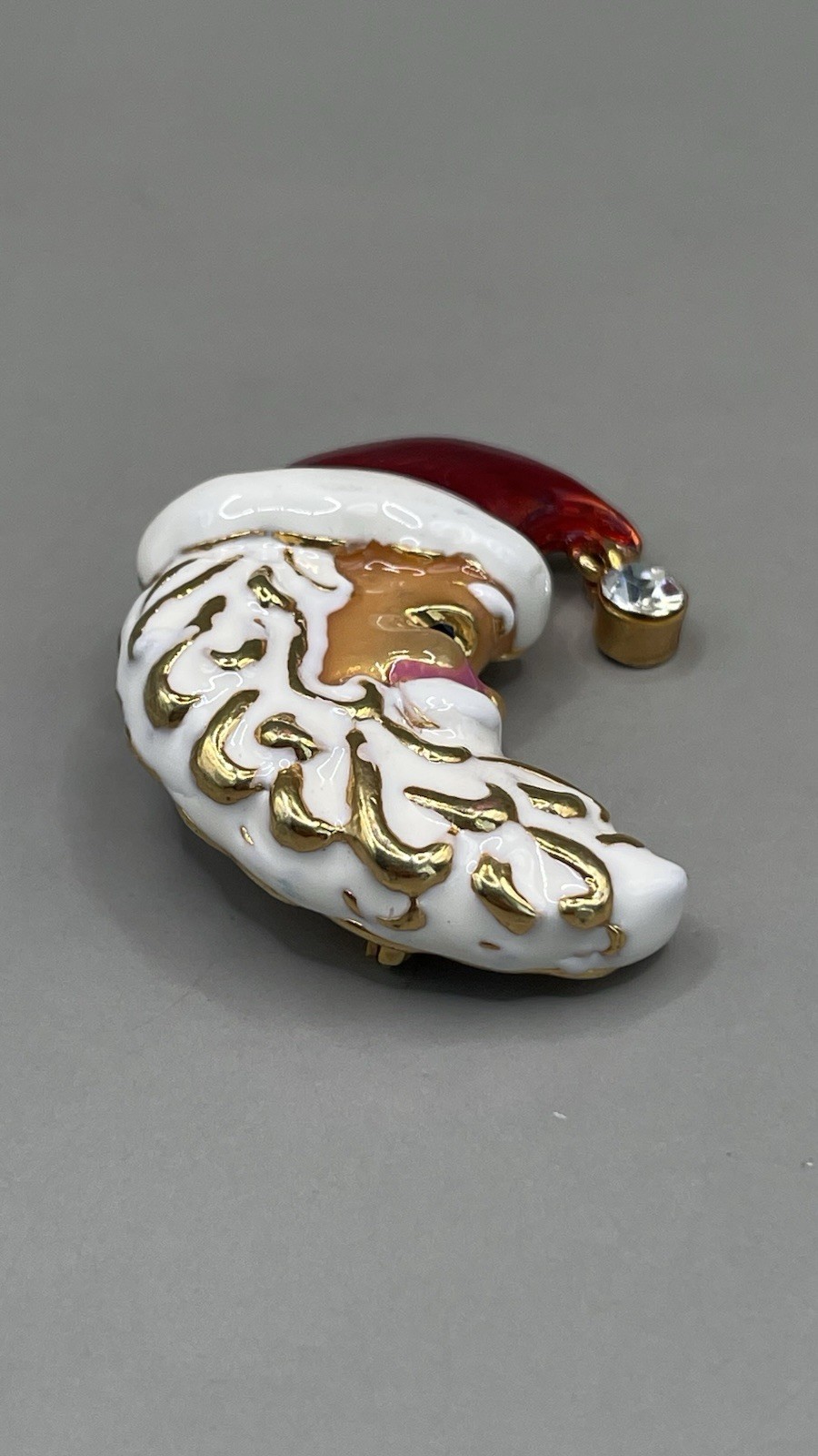 Christopher Radko Women’s Brooch Santa Claus Gold Tone Metal Enamel Rhinestone