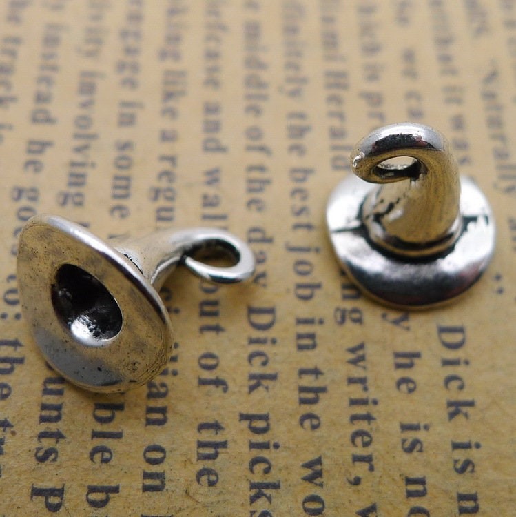 20/50PCS Antique Silver 3D Witch Hat Charm Pendant, Wizard Hat, Halloween JHS540