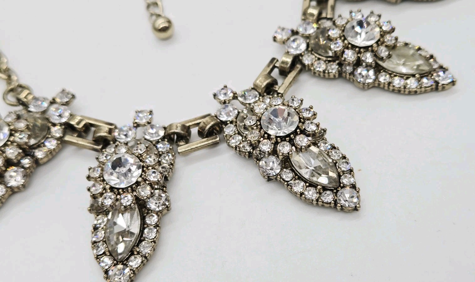 Geometric Crystal Cluster Necklace Gold tone Chunky Statement Couture 21 in