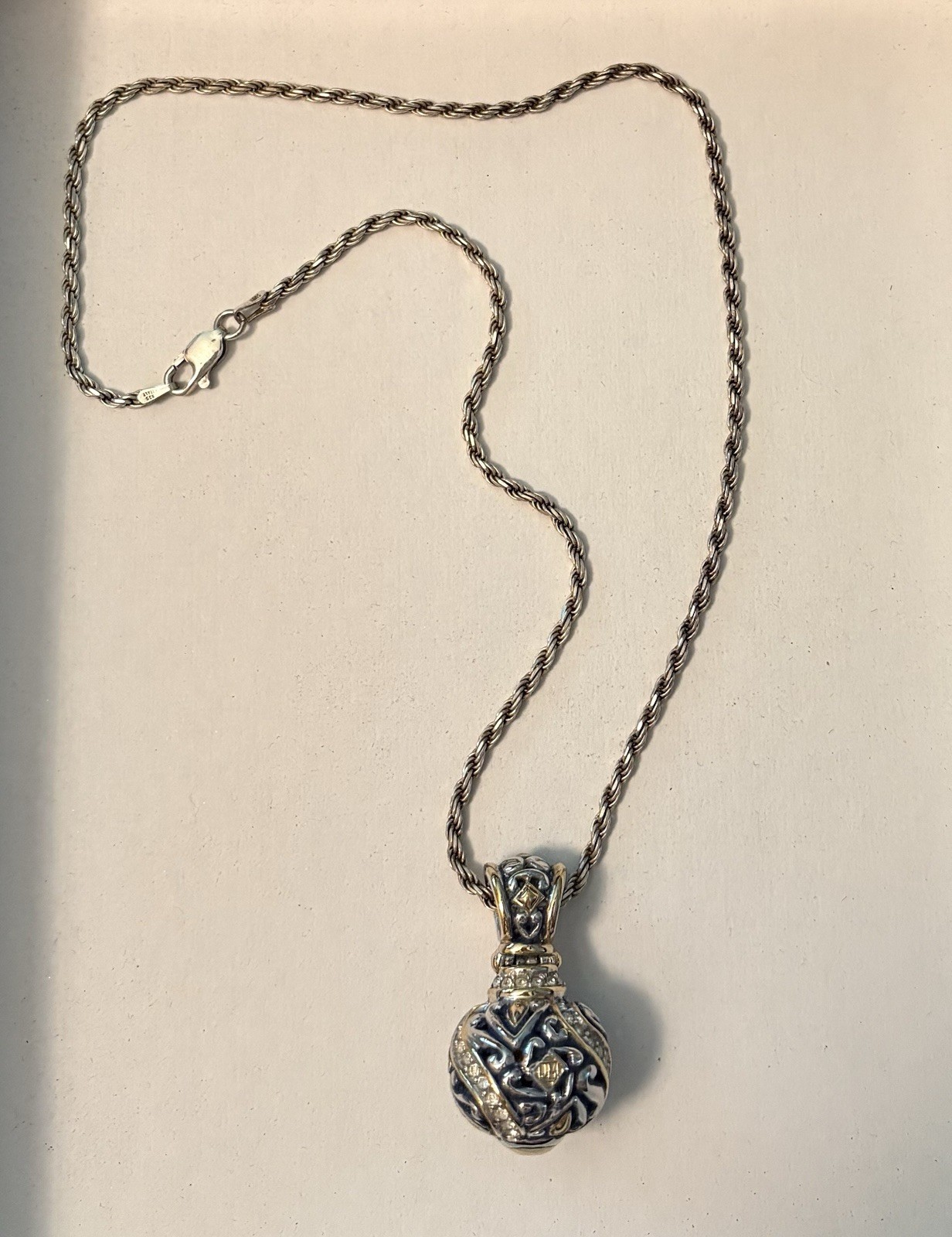 John Medeiros Two-Tone Ornate Sphere Pendant Necklace