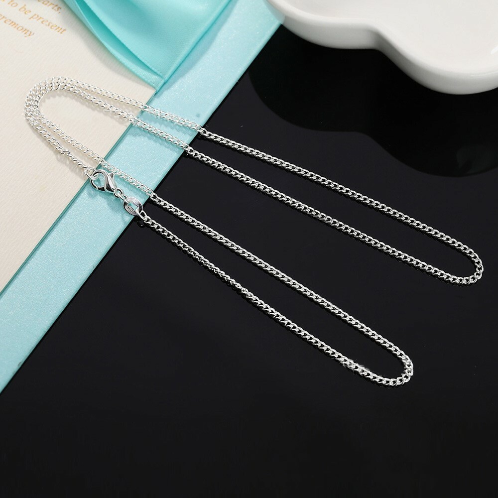 Mens Womens 925 Sterling Silver 2mm width Rolo Curb Link Chain Necklace 16″-30″