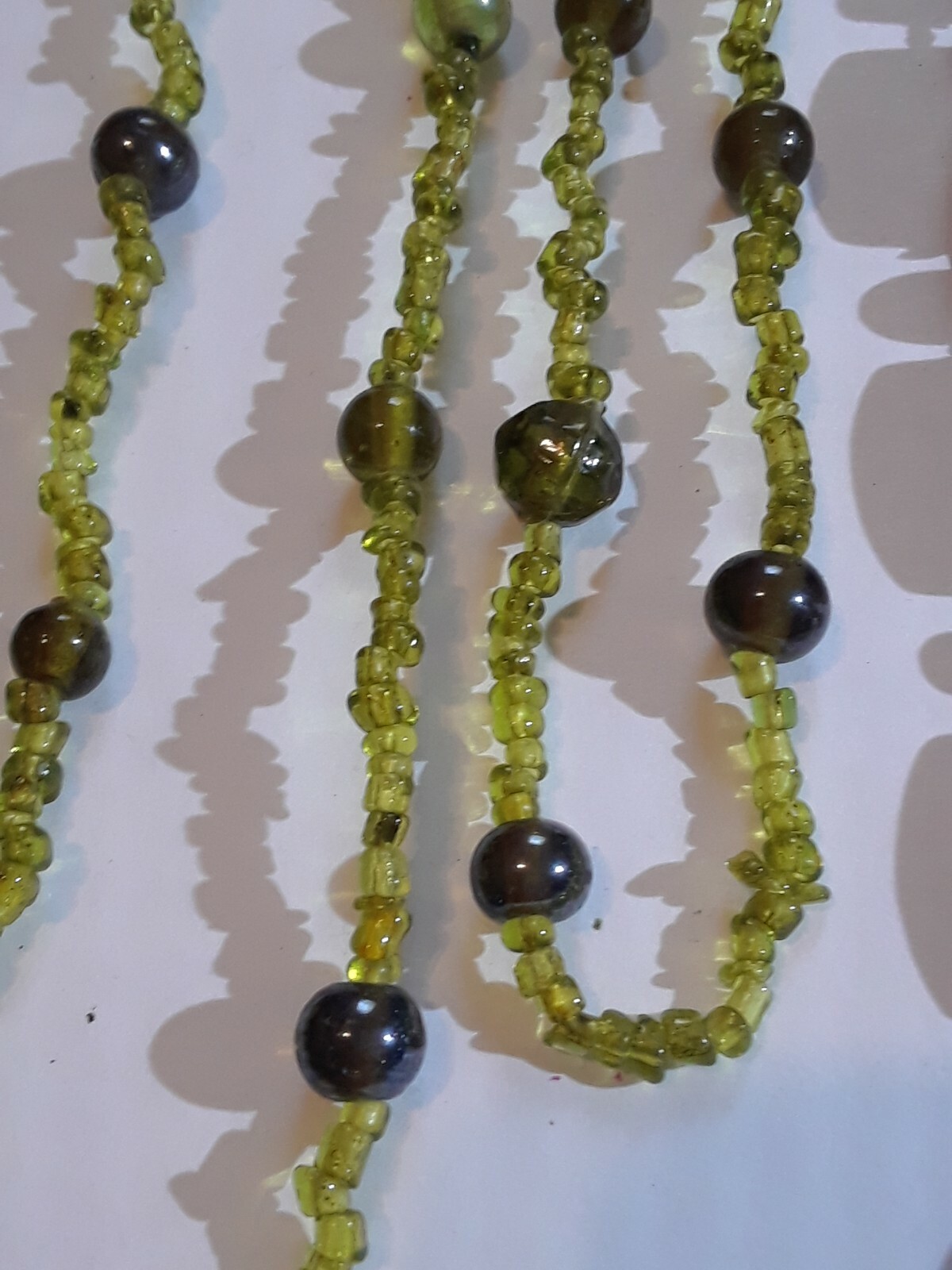 Green beaded necklaces. multi-strand. gemstone. glass, plastic. Beautiful!