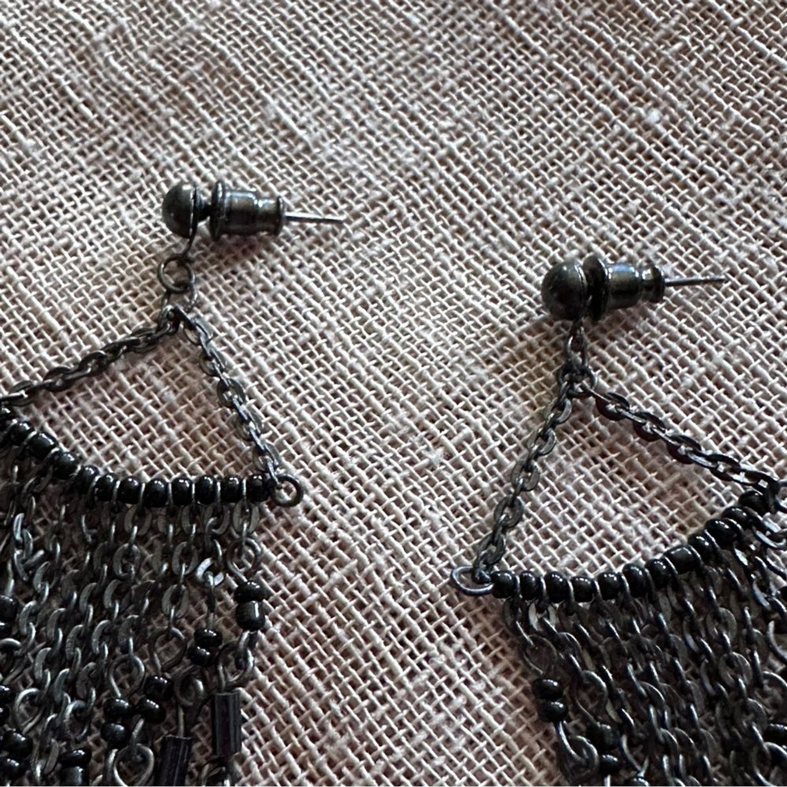 Vintage Elegant Black Oil Slick Chandelier Earrings