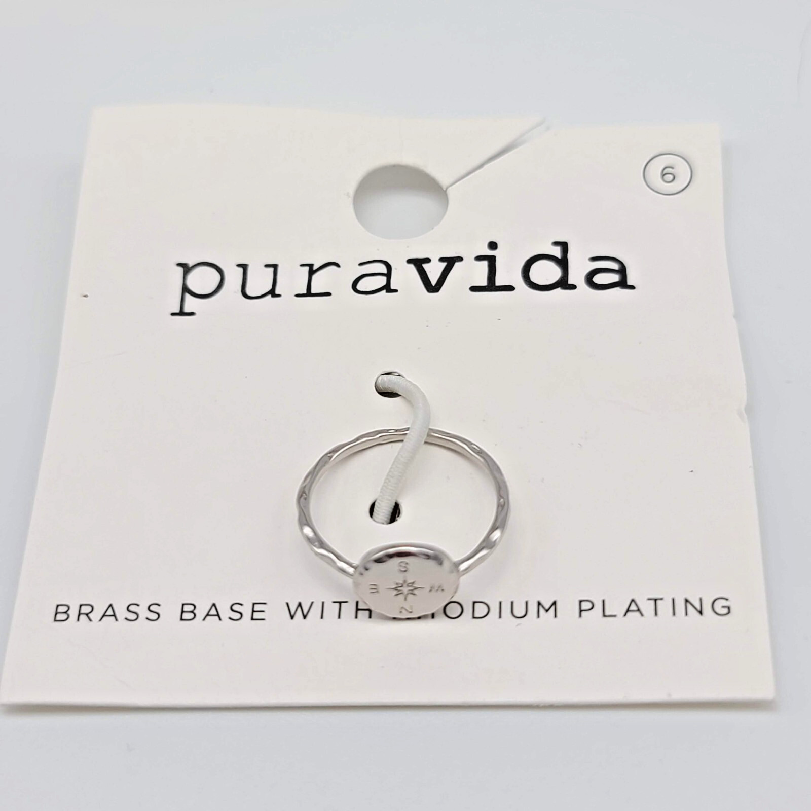 Pura Vida Compass Coin Ring – Silver Signet Style with Etched Compass Symbol