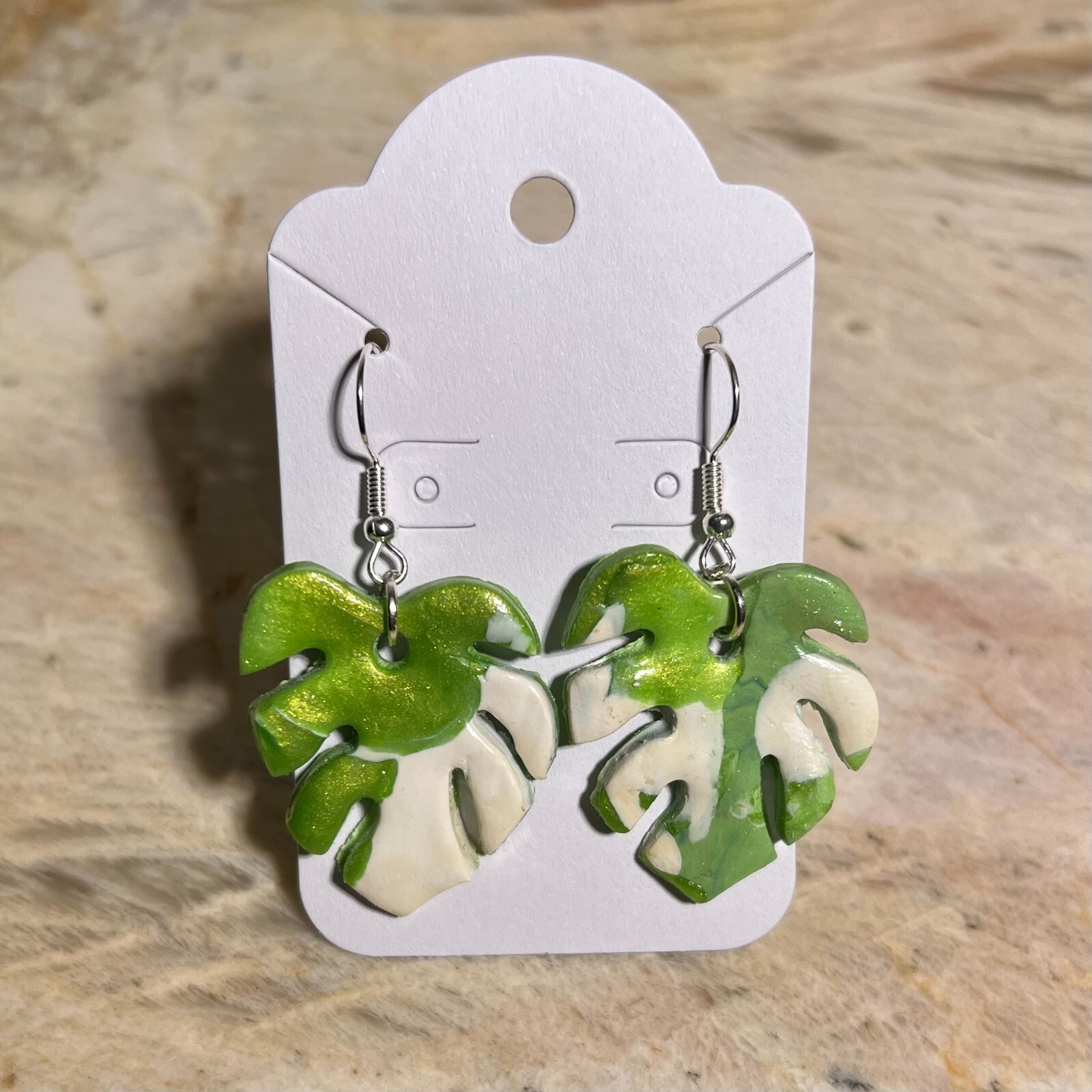 MONSTERA CLAY EARRINGS HANDMADE, GLAZED GREAT GIFT IDEA (SELECT FROM PHOTOS) #1