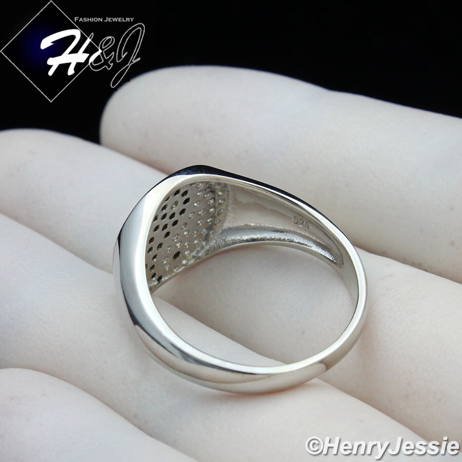MEN 925 STERLING SILVER ICY BLING CZ YIN YANG TAIJI DIAGRAM ROUND RING*SR181