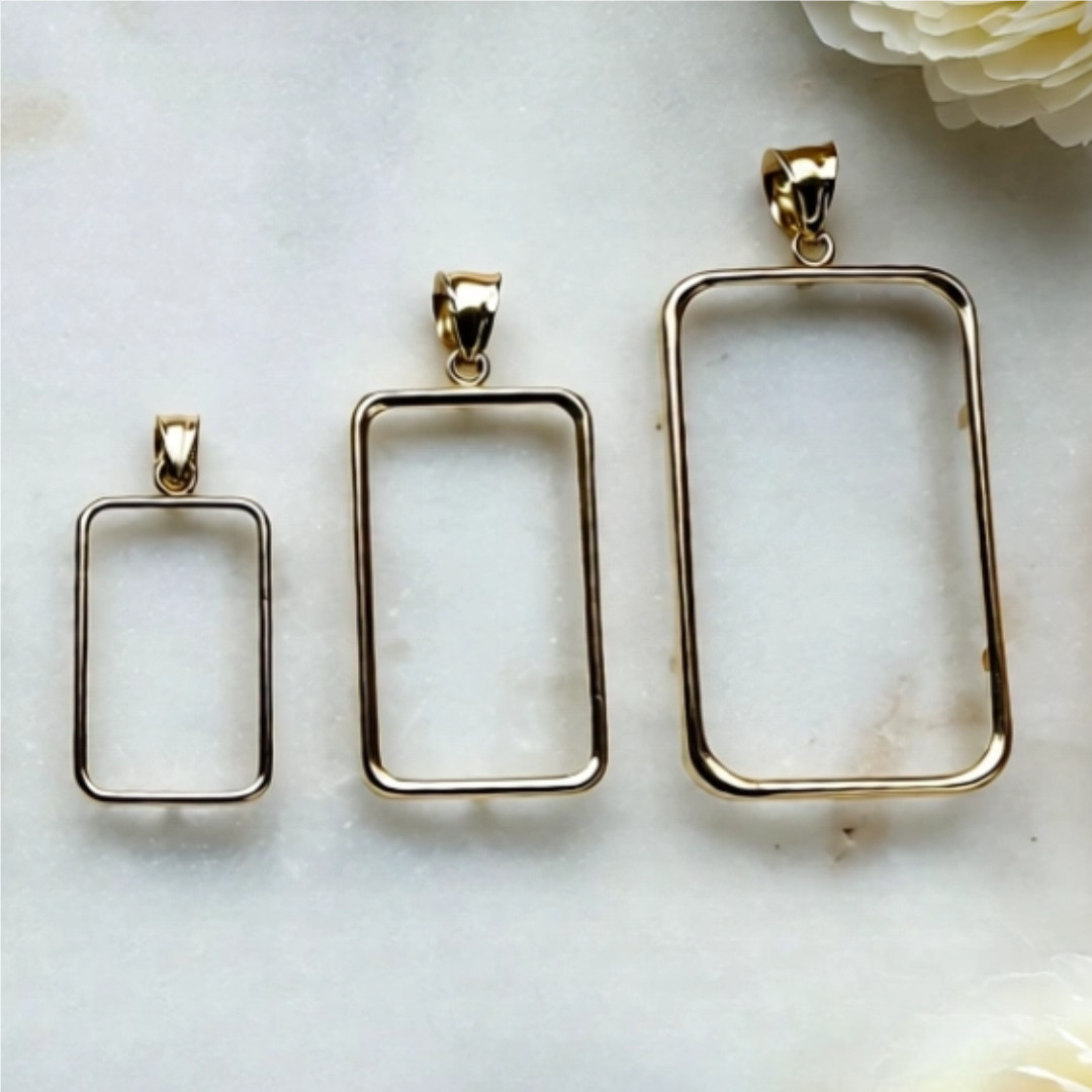 14k Yellow Gold Tab Back Swiss Pamp Lady Fortuna Bar Frame Mounting Bezel