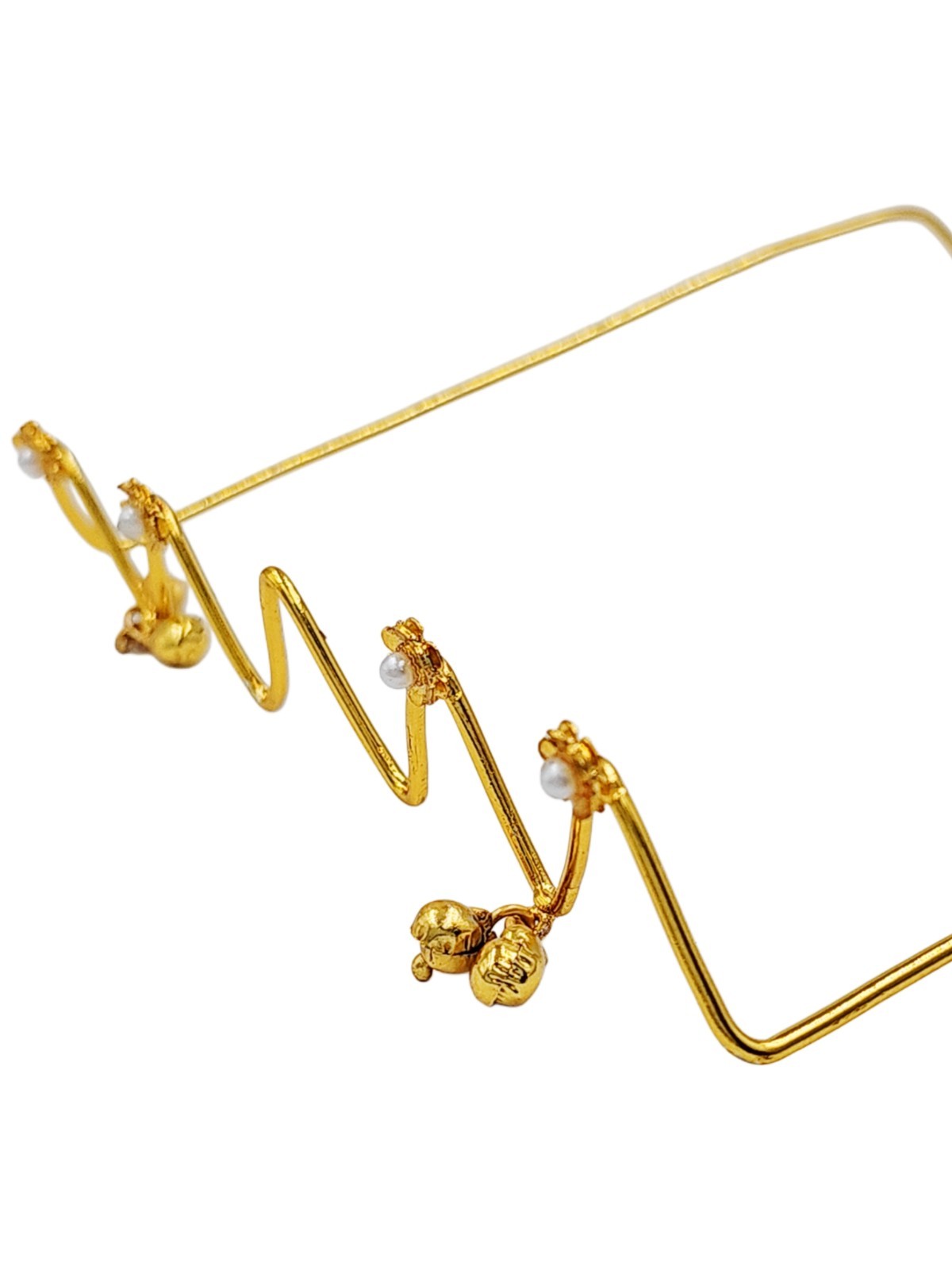 Gold Wire Pearl Wave Face Jewelry Handmade Boho Statement Eye Accessory Facelet