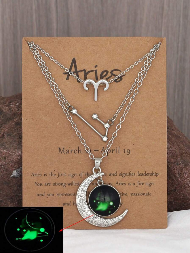 3 Pack Zodiac Constellation Pendant Necklaces – 12 Stars Astrology Jewelry Set