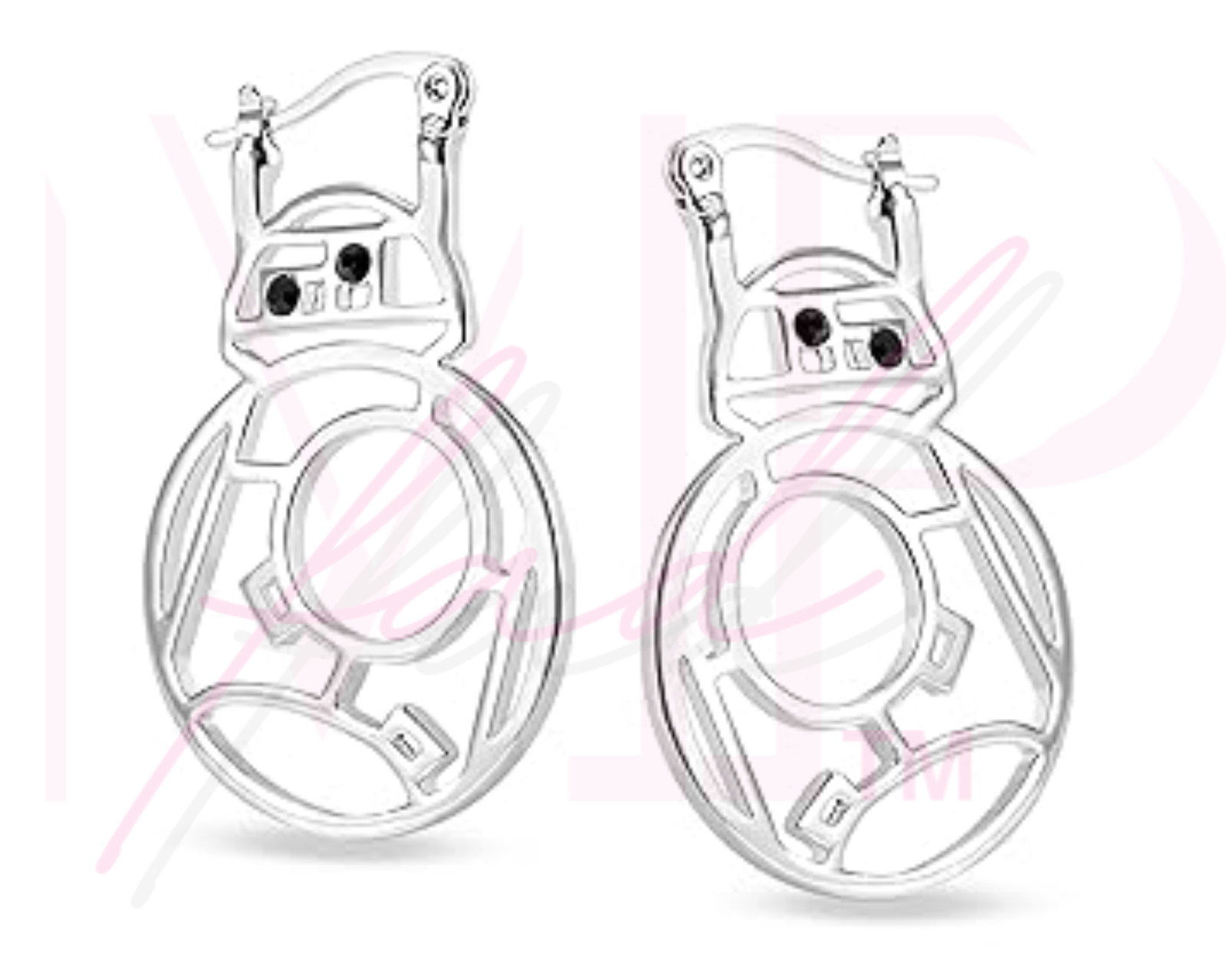 Star Wars Earring Set Stainless Steel Snap Closure Silver Droid HUGGIES BB-8 BB8