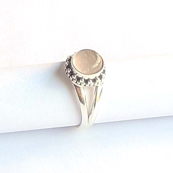 Natural Rose Quartz 925 Sterling Silver Handmade Dainty Ring All Size Available