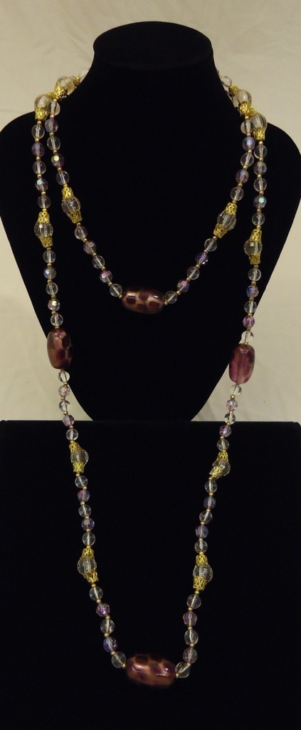 Purple Beaded Necklaces 52 in Plastic Qty 3