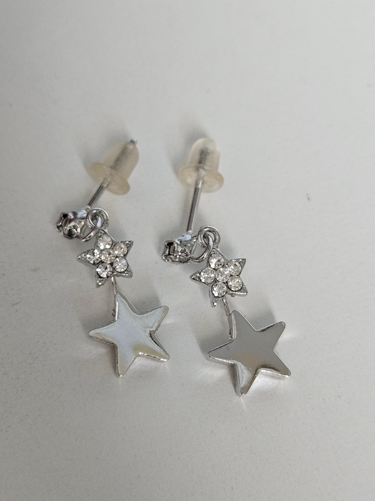 Silver-tone dangle stars earrings