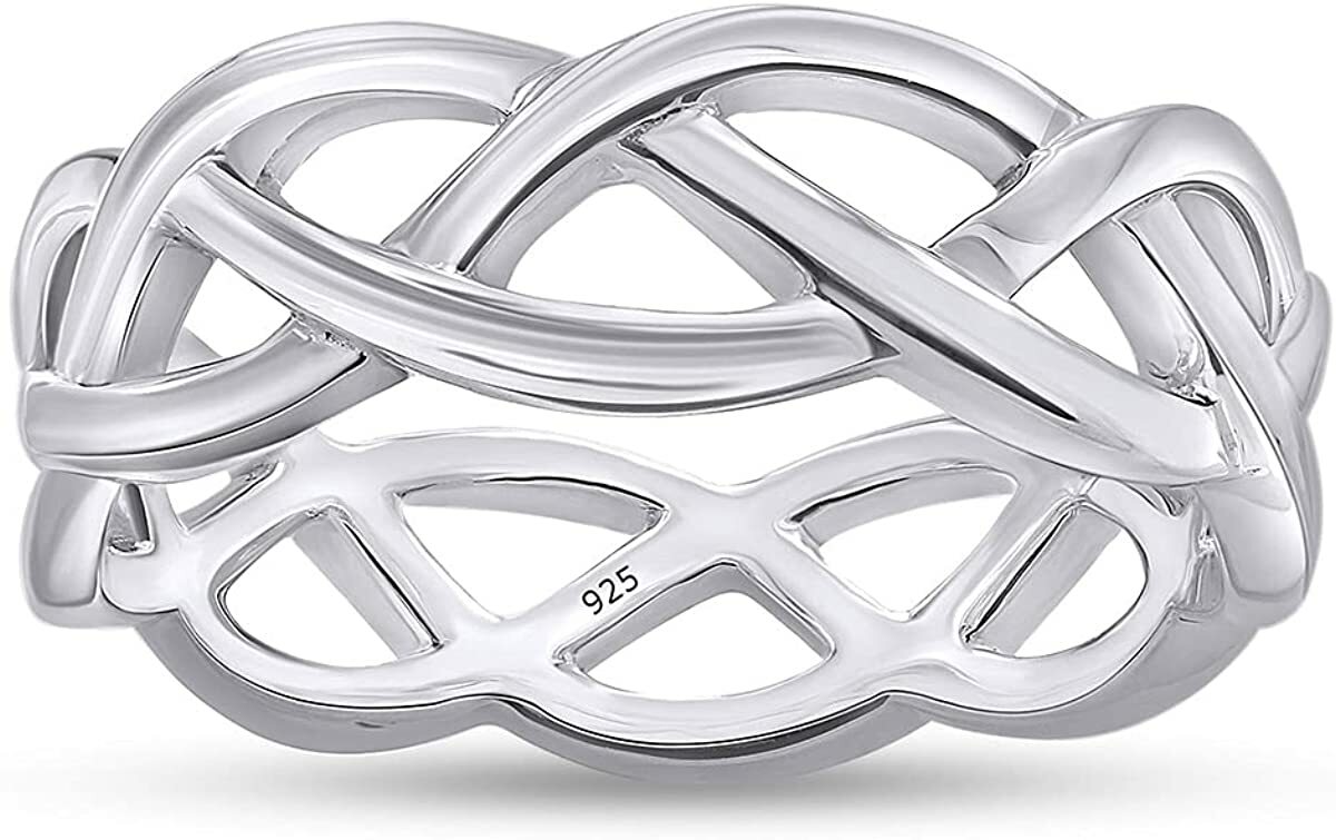 Celtic Knot Eternity Engagement Wedding Band Ring 14k Gold Plated Silver