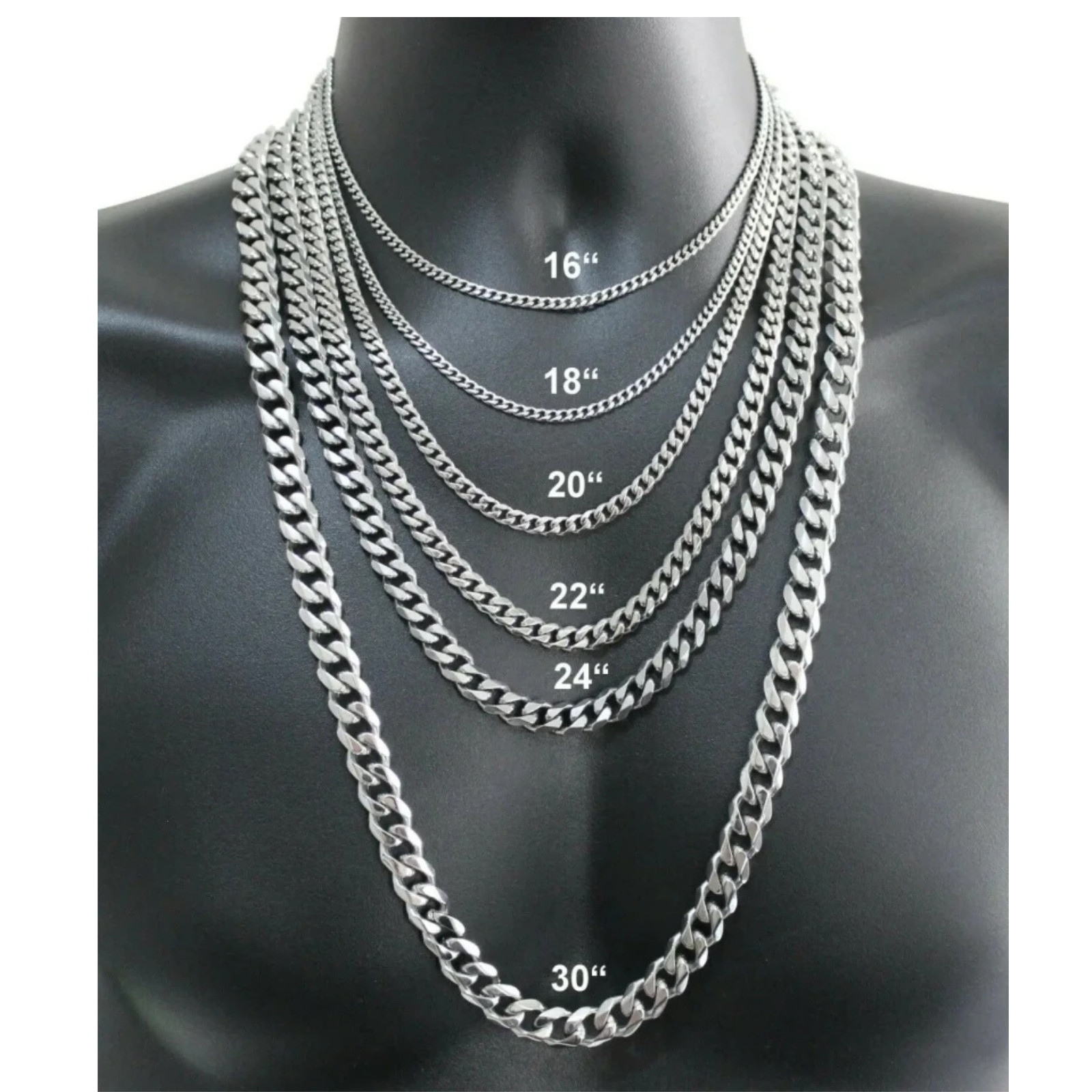 Solid 925 Sterling Silver Jewelry Chain Necklace 4mm Cuban Lobster Clasp 16-30in