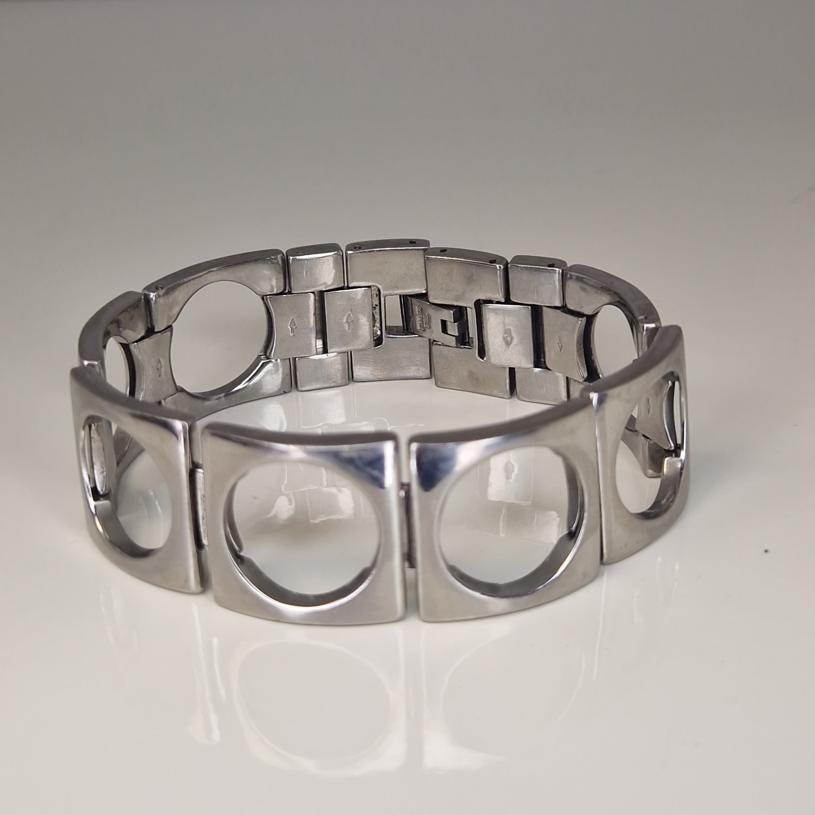 Storm Stainless Steel Bracelet 2cm Wide Unisex Chunky Square Link Vintage 20cm