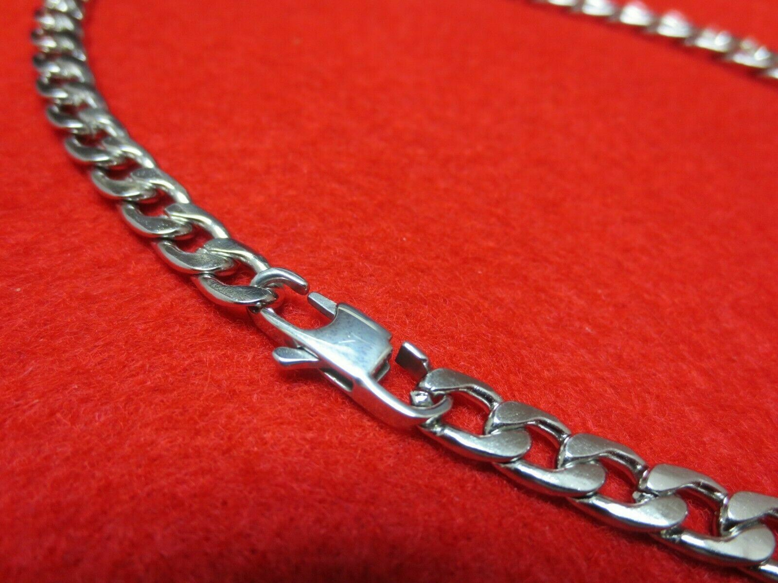 30 inch 7MM STAINLESS STEEL SILVER CURB NECKLACE WITH SPECIAL CLASP WAS $14.95