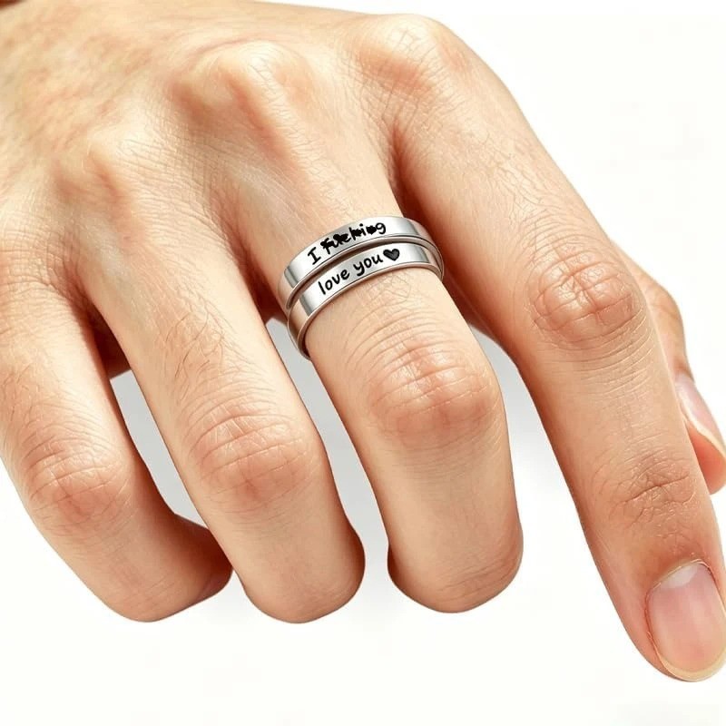 I F♡Cking Love You Ring for Women, Hope Rings Adjustable Stainless Steel Silver