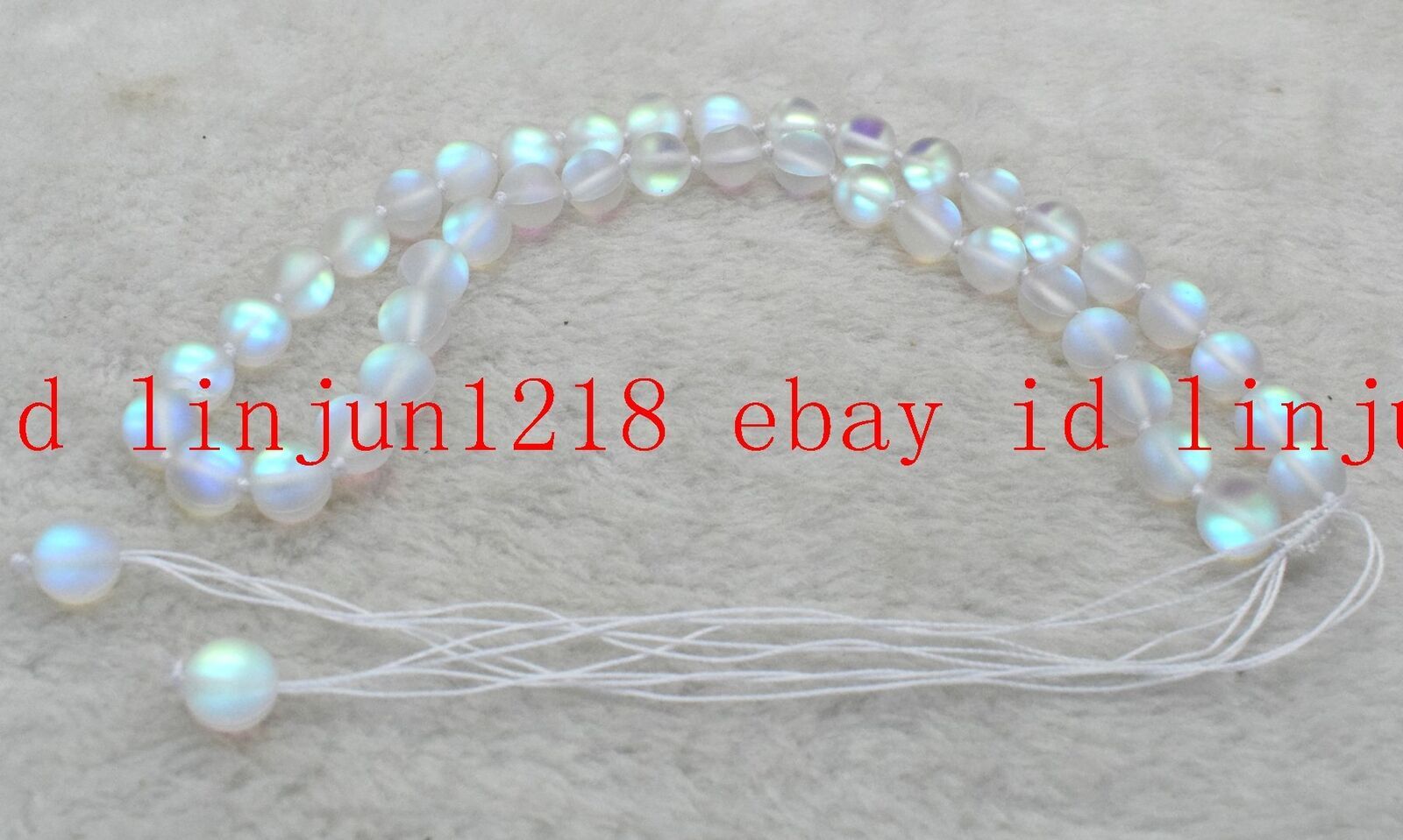 New 10mm White Gleamy Rainbow Moonstone Round Gemstone Handmade Necklace 18”AAA