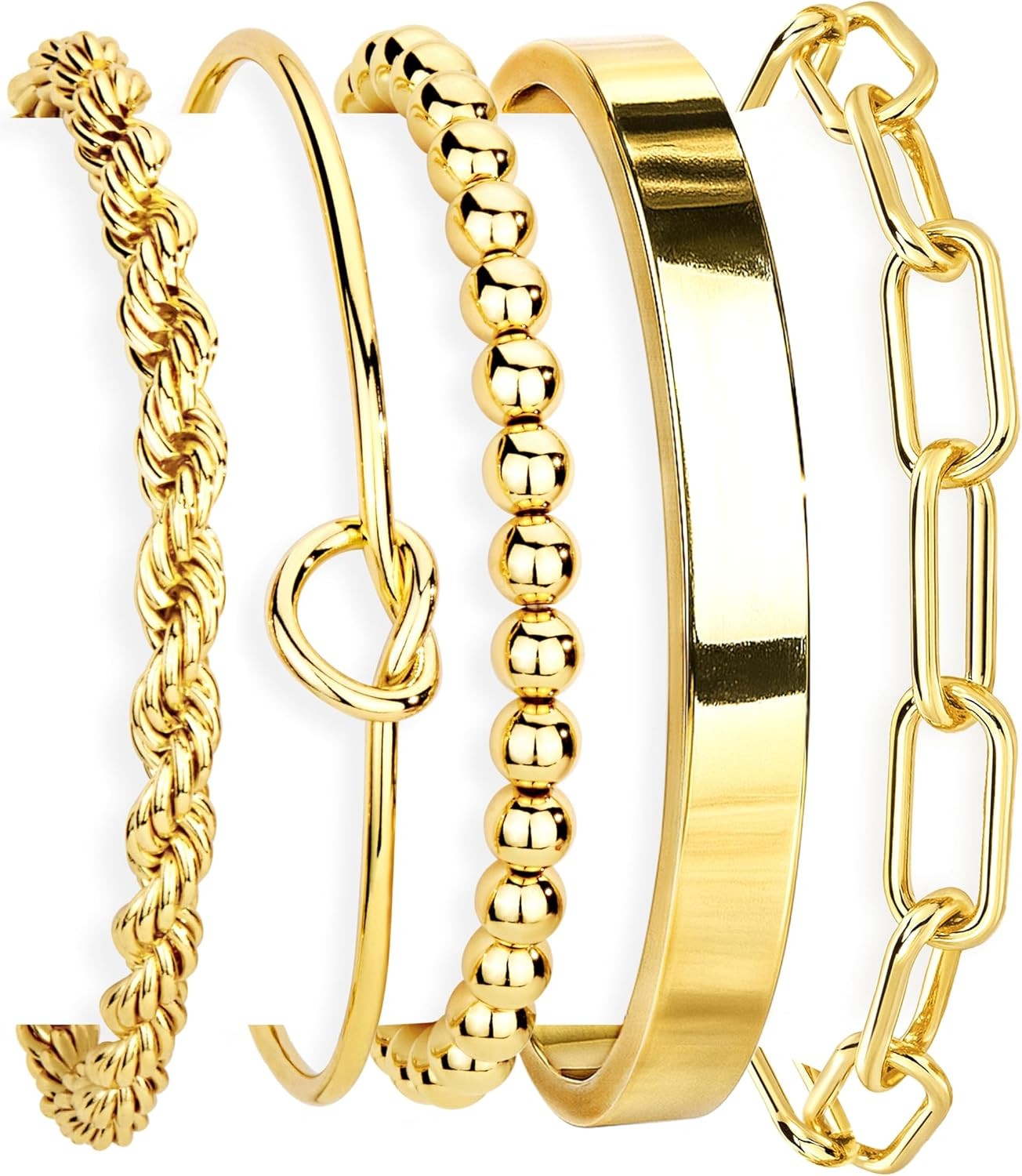 Gokeey Gold Bracelets Set for Women Non Tarnish, Waterproof 14K Gold Plated Ster