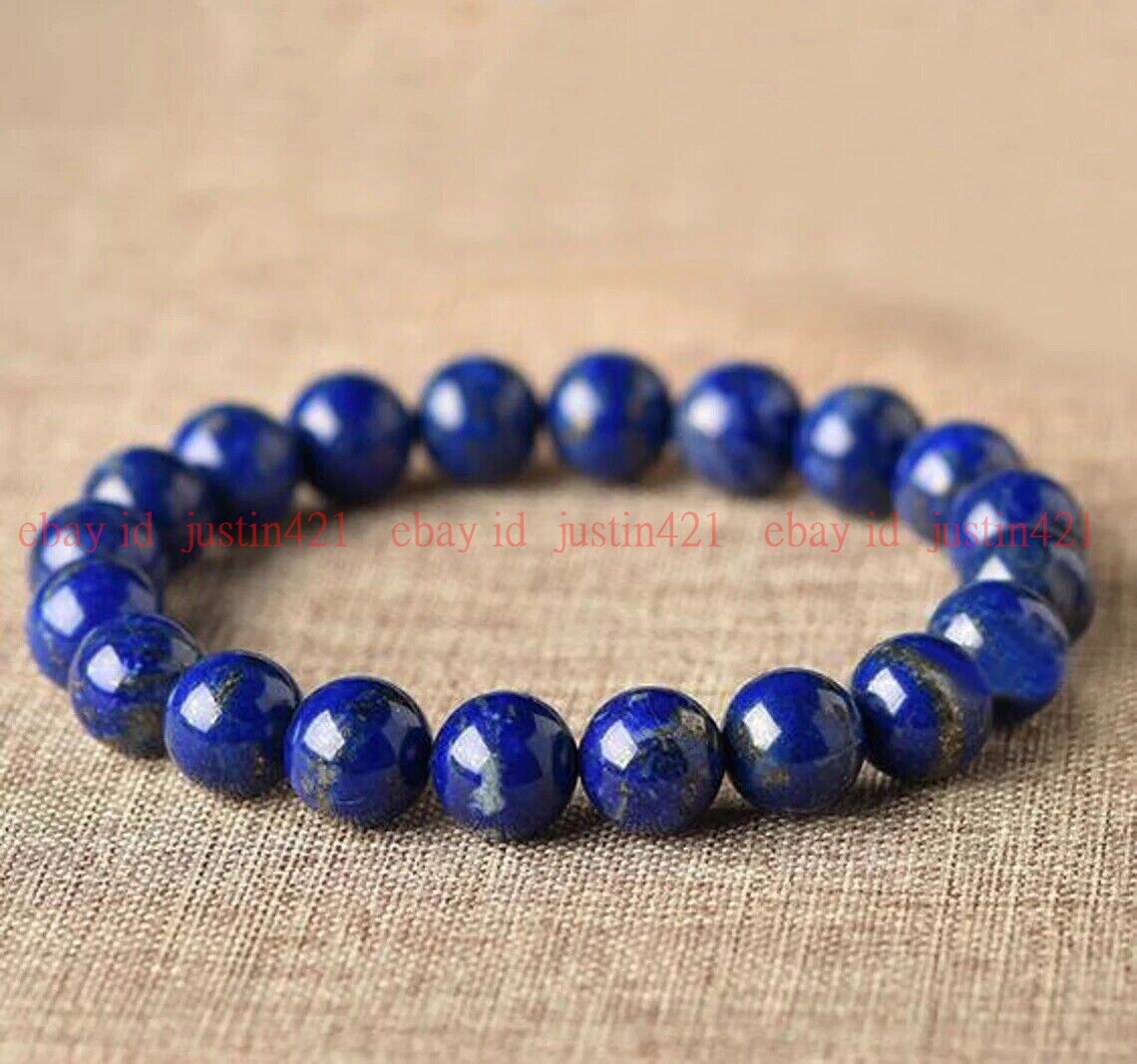 Natural 4/6/8/10/12/14/16mm Lapis Lazuli Beaded Blue Gems Stretch Bracelet 7.5″