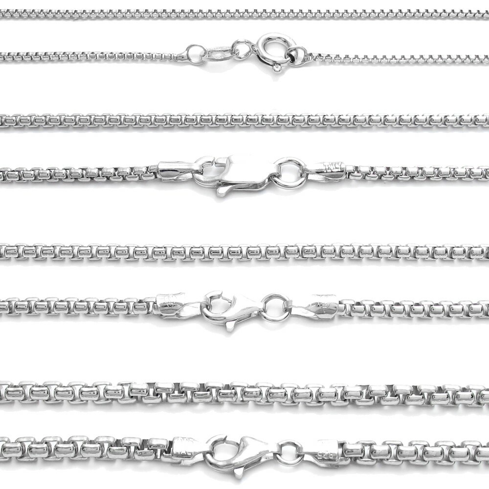 Guaranteed 925 Sterling Silver Rhodium Plated Round Box Chain Necklace 1mm-5mm