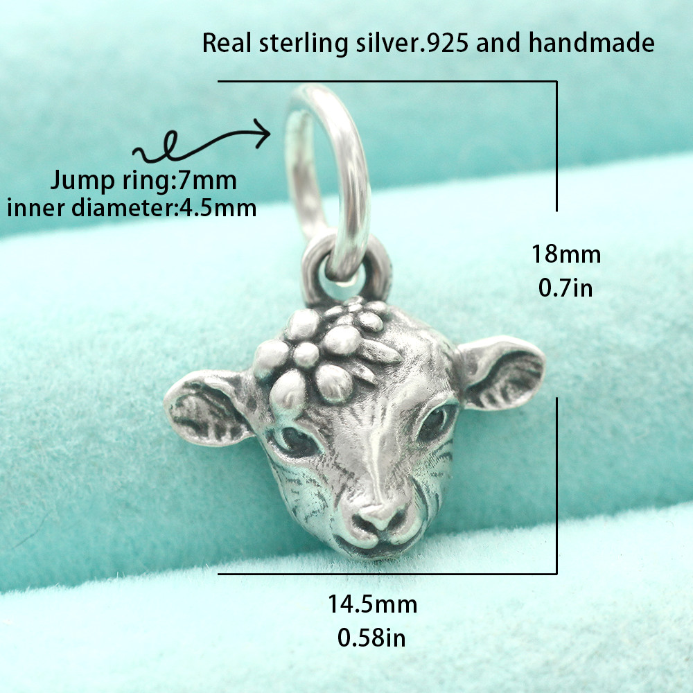 Sheep Goat Ram Lamb Pendant Charm In 925 Sterling Silver Farm Animal Antique New