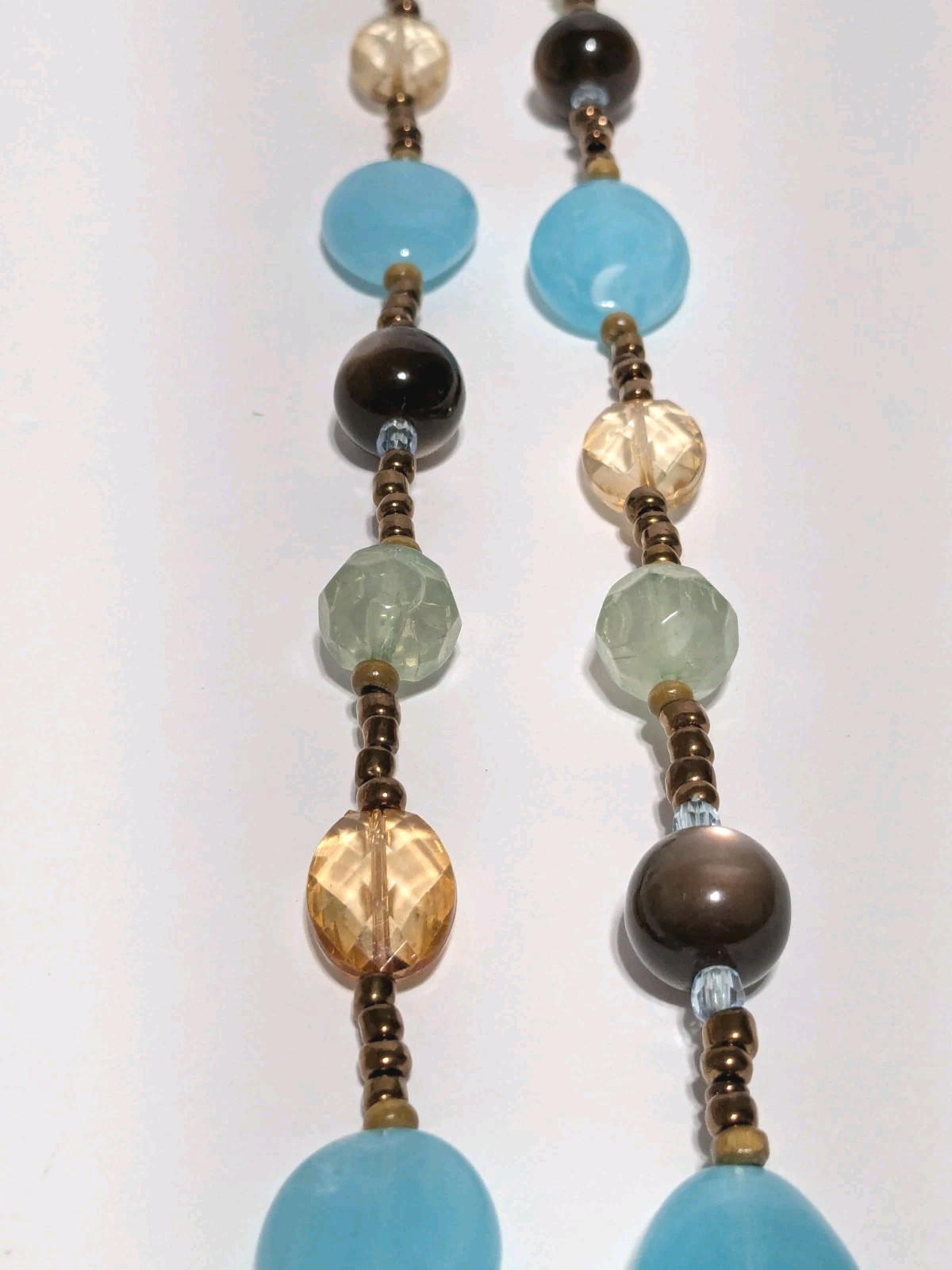Multicolor & Multi Shaped Acrylic & Glass Beaded Necklace 32″. BOHO.