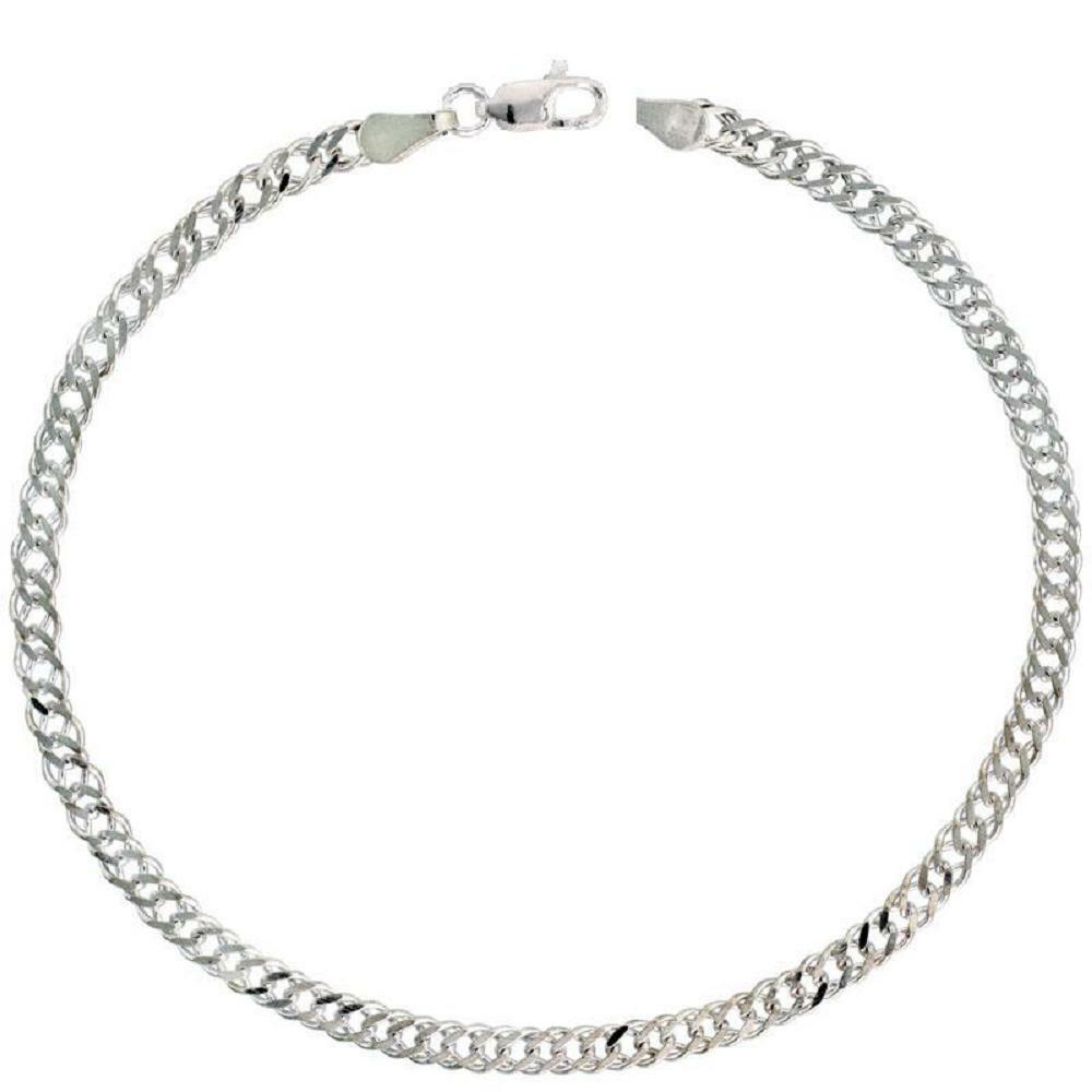 3mm,4mm,6mm Sterling Silver Rombo Double Curb Link Chain Necklace or Bracelet