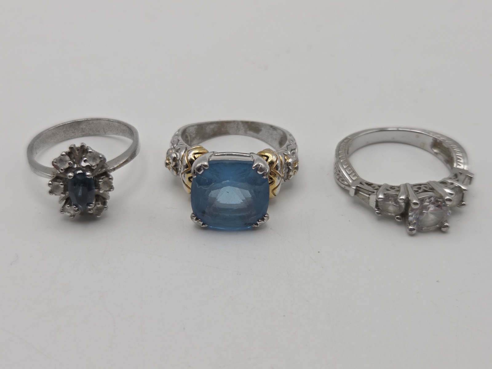 Sterling Silver PLATED 3 Ring Lot All Size 7