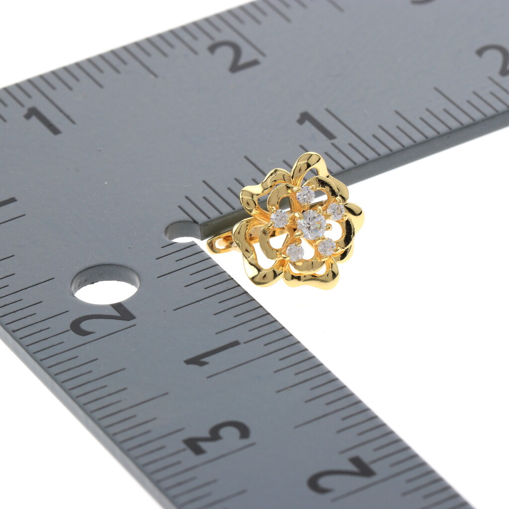 Gold Tone Gold Plated Metal English Lock Stud Earrings XPE2734-GLD